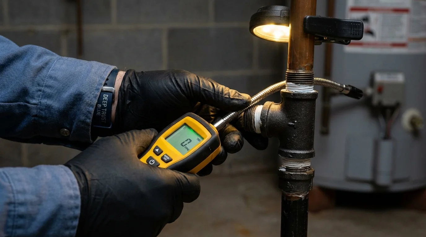 Gas leak detection with electronic sniffer by Johns Plumbing LLC in Depoe Bay