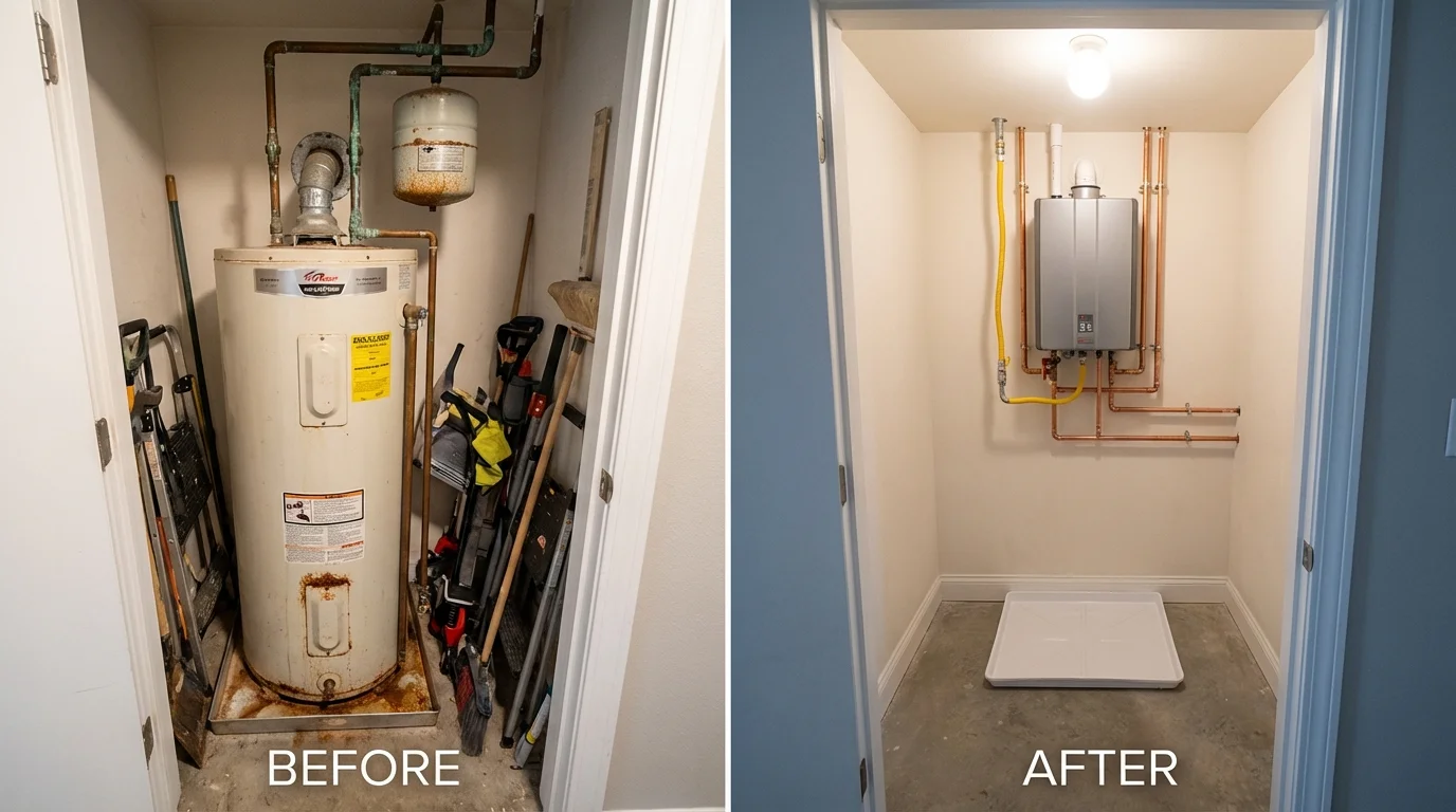 Tank water heater versus wall-mounted tankless unit comparison for Depoe Bay, OR homeowners