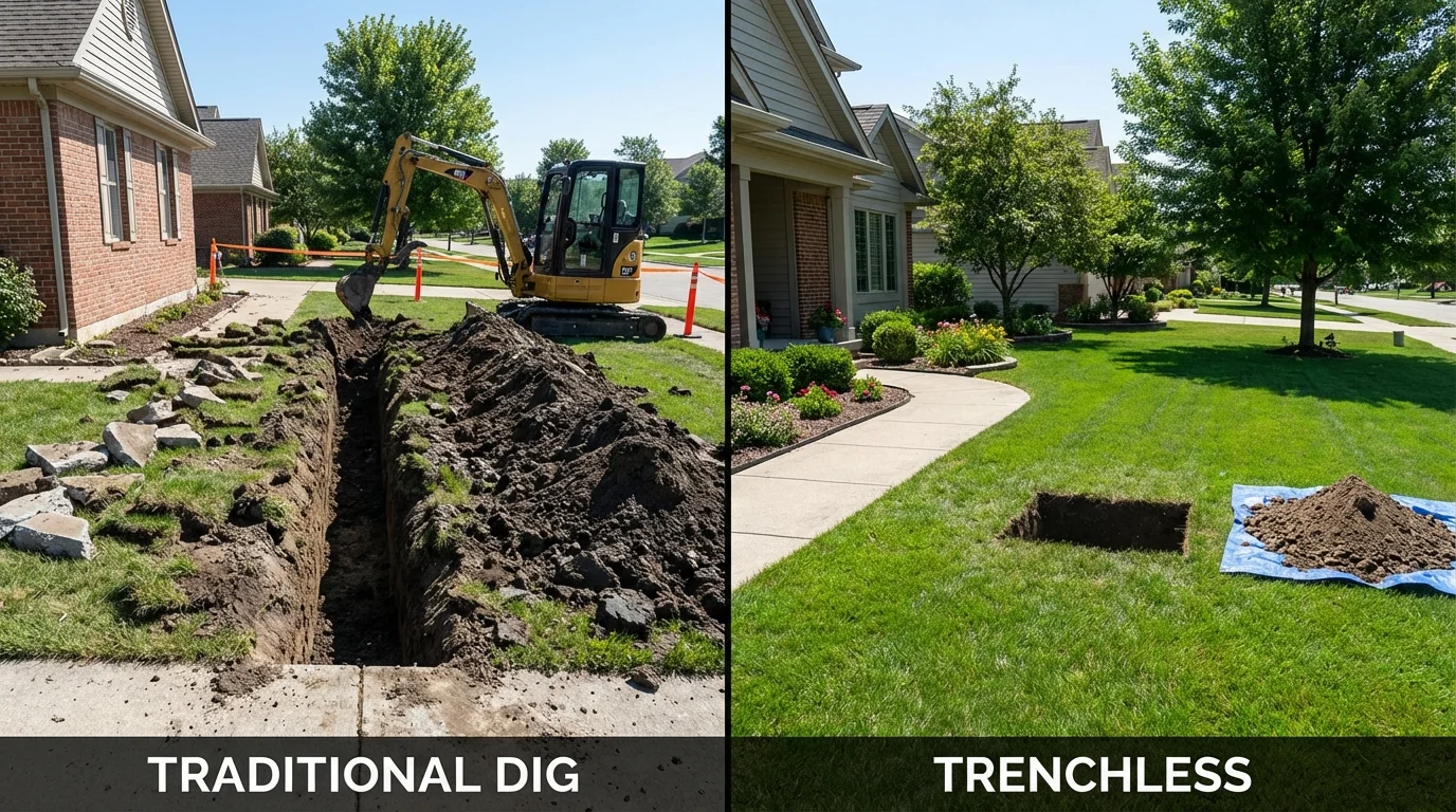 Trenchless sewer repair with minimal yard damage versus traditional excavation in Depoe Bay, OR